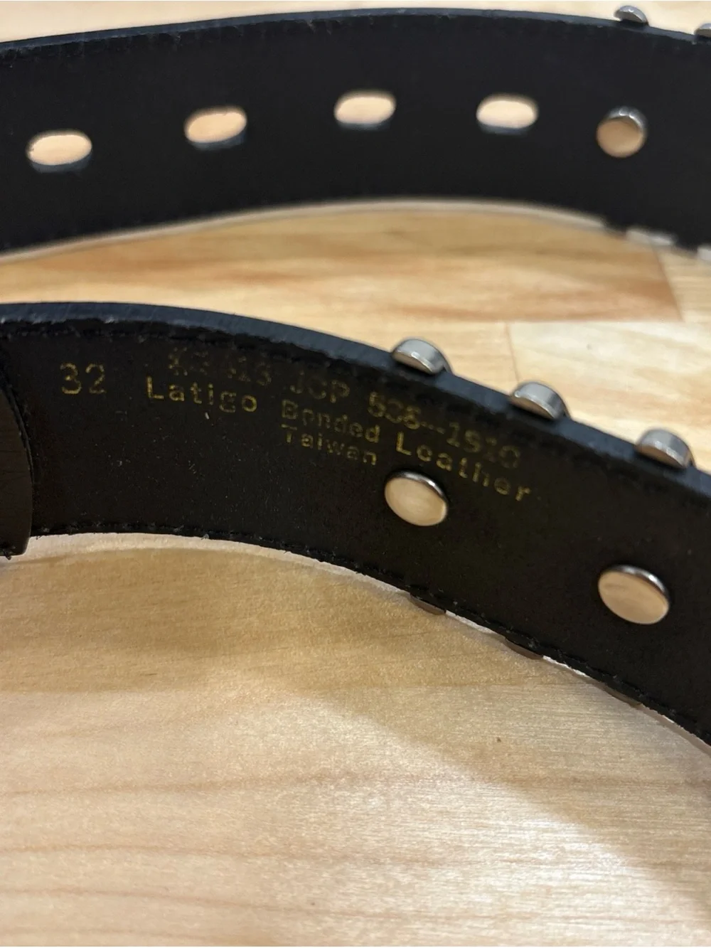 latigo bonded leather belt featuring punk-inspired metal plates silver studs